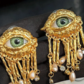 Evil eye post back earrings