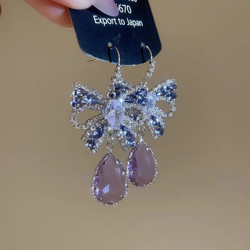 Purple butterfly earrings