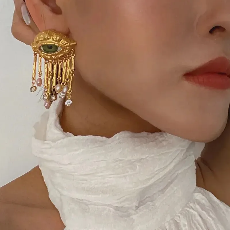 Evil eye post back earrings