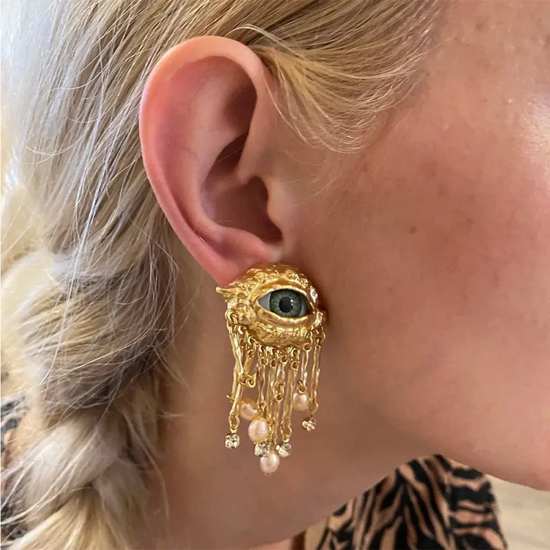 Evil eye post back earrings