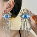 Silver post back dangling earrings